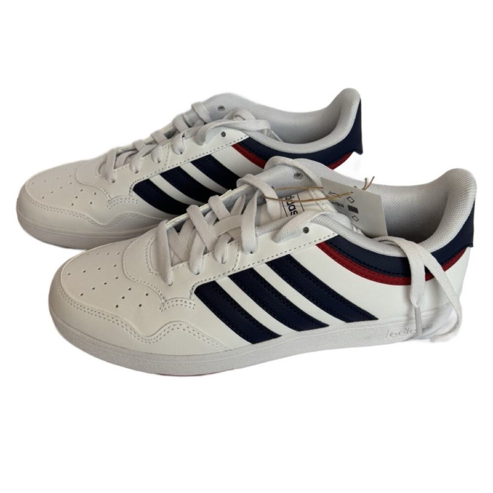 Adidas Hoops 4.0 Men's 8/Women's 7 White with Navy Stripes and Red Trim